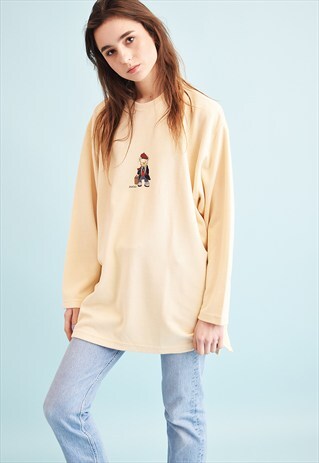 90'S RETRO PASTEL EMBROIDERY KNIT OVERSIZED JUMPER TOP