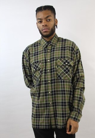 VINTAGE 90'S CHECK GREEN SHIRT
