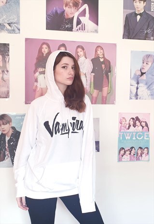 HOODIE WHITE LOGO BLACK