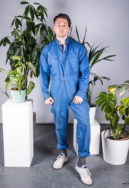 Vintage Workwear Boilersuit in Blue with Paint Marks