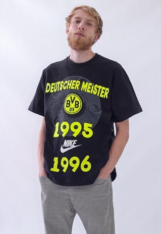 1996 VINTAGE MENS NIKE BORUSSIA DORTMUND BIG LOGO T-SHIRT