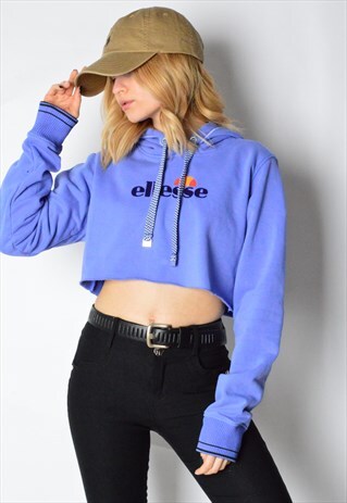 REWORKED VINTAGE 90S PURPLE ELLESSE CROPPED HOODIE
