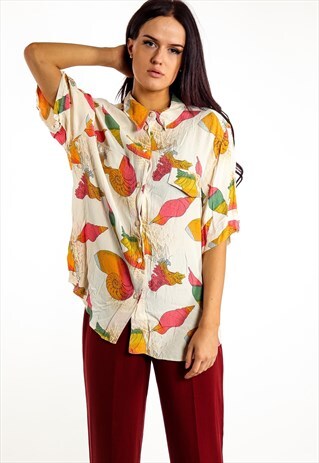 VINTAGE BETTY BARCLAY PATTERNED BLOUSE ACBL57