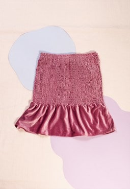 Vintage Skirt Y2K Frilly Fairycore Ruched Mini in Pink
