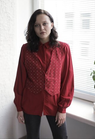 VINTAGE 80'S RED BUTTON UP SHIRT