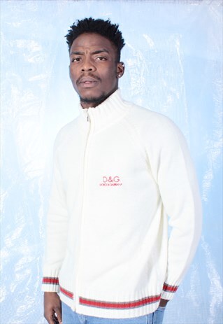 VINTAGE DOLCE & GABBANA WHITE AND RED KNITTED JUMPER