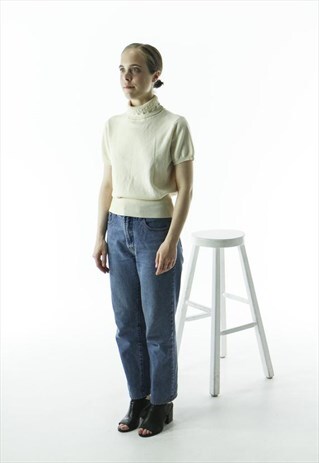 BEIGE TURTLENECK SWEATER / VINTAGE COMFY SWEATER