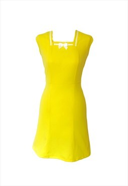 60s Vintage Yellow Tennis Mini Mod Scooter Dolly Dress, 12