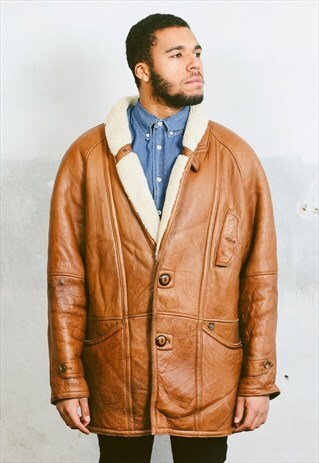 VINTAGE 70S SHERPA LEATHER COAT