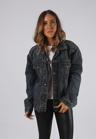 VINTAGE DENIM JACKET OVERSIZED FITTED UK 14 LARGE (R3L)