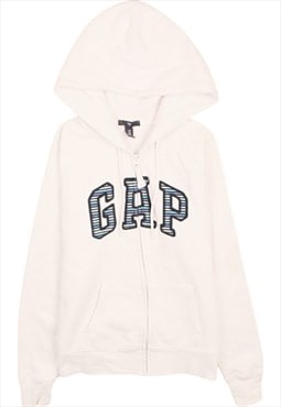 Vintage 90's Gap Hoodie Spellout Full Zip Up White Medium