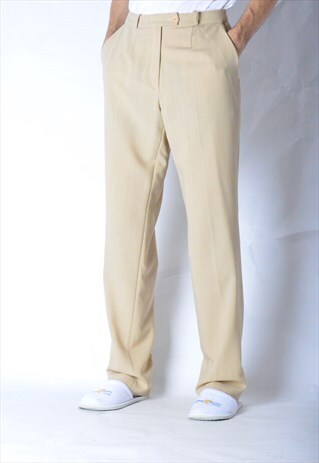 VINTAGE 90S UNISEX BEIGE WOOL BLEND PANTS