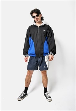 NIKE vintage sport jacket men black blue 90s jumper 