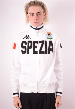 KAPPA MENS VINTAGE TRACKSUIT TOP JACKET MEDIUM WHITE 90S