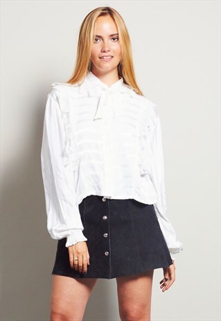 VINTAGE 80'S LACE DETAILED VICTORIAN BLOUSE