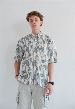 VINTAGE OVERSIZED SHORT SLEEVE ABSTRACT SKATER SHIRT XL