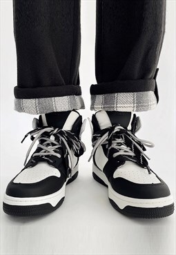 Grunge high tops chunky sole trainers skater shoes in black 