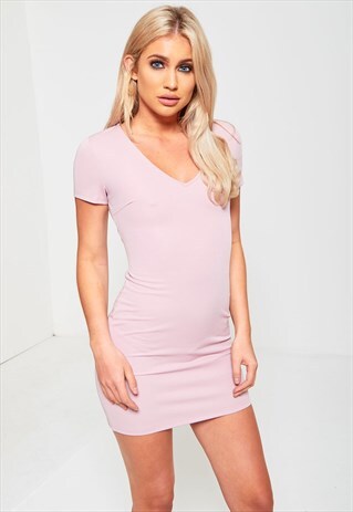 PINK CUT OUT LACE UP BACK BODYCON MINI DRESS
