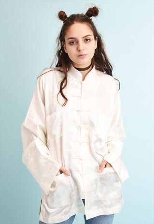 90'S OVERSIZED EASTERN INSPIRED SILK BLOUSE SHIRT KIMONO