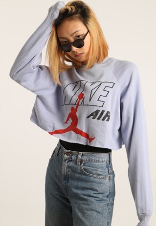 VINTAGE NIKE PRINT SPELLOUT CROPPED SWEATSHIRT