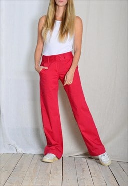 Y2K Red Lightweight Cotton Womens Trousers