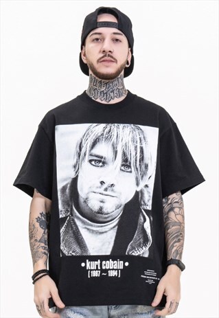 ROCK CHARACTER RETRO ROUND NECK LOOSE T-SHIRT