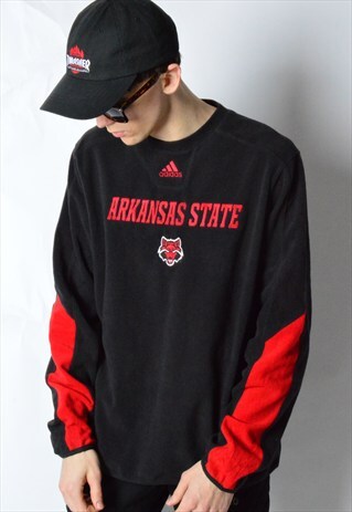 BLACK EMBROIDERED ADIDAS LIGHTWEIGHT FLEECE JUMPER