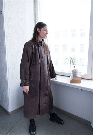 VINTAGE 80'S BROWN SOFT LEATHER COAT