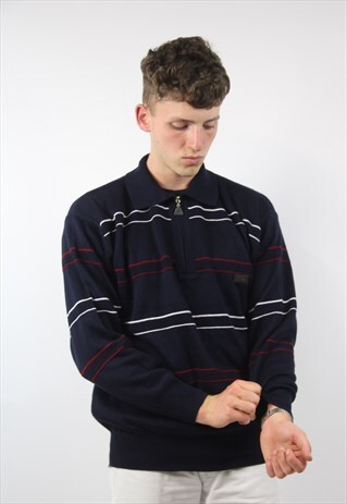 VINTAGE PAUL & SHARK NAVY STRIPED JUMPER