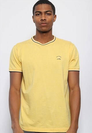 VINTAGE PAUL AND SHARK LOGO T-SHIRT YELLOW