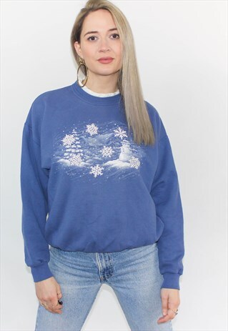 VINTAGE 90'S BLUE SNOWMAN SWEATSHIRT