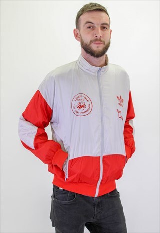 VINTAGE ADIDAS SHELL JACKET IN RED MEDIUM