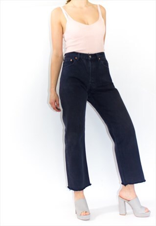 VINTAGE 90'S FRAYED HEM BLACK 501 LEVI JEANS