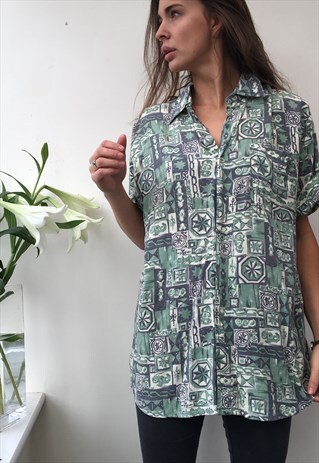 PATTERNED OVERSIZED RETRO VINTAGE UNISEX FESTIVAL SHIRT