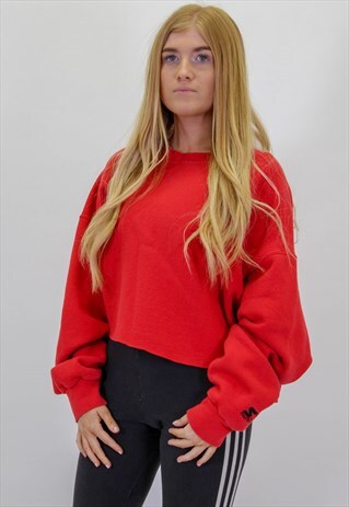 VINTAGE STARTER CROPPED OVERSIZE SWEATER SWEATSHIRT RED XL