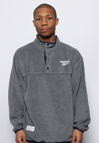 VINTAGE REEBOK 1/4 BUTTON FLEECE GREY