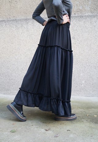 XXL SKIRT MAXI FRILLED SKIRT RUFFLED EXTRAVAGANT F1256