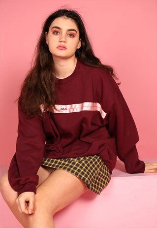 G&G UNISEX MAROON HEARTBEAT RIBBON SWEAT