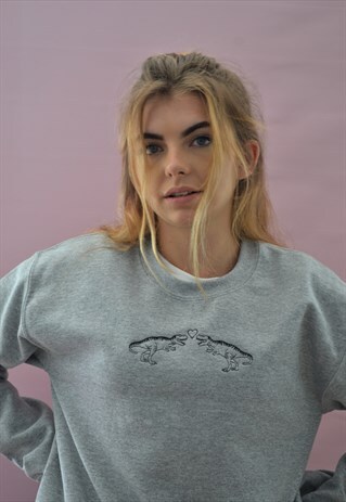 EMBROIDERED DINO HEART SWEATER