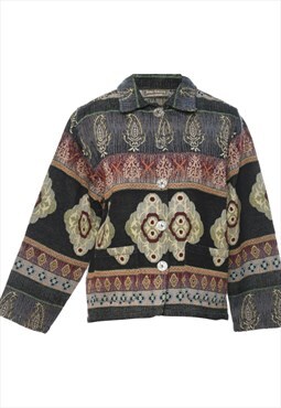 Vintage Patterned Multi-Colour Button-Front Tapestry Jacket 