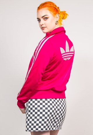 VTG ADIDAS 90'S BRIGHT PINK TREFOIL LOGO TRACKSUIT JACKET