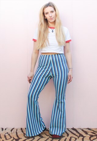 BLUE CRUSH STRIPE FLARES BELL BOTTOMS
