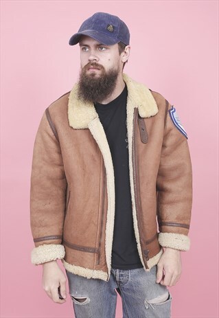 VINTAGE BROWN LEATHER FLIGHT AVIATOR JACKET /R13023