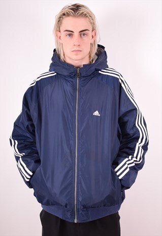 ADIDAS MENS VINTAGE REVERSIBLE JACKET XXL NAVY BLUE 90S