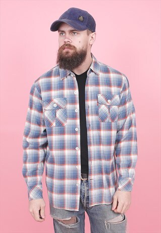 VINTAGE LEVI'S BLUE FLANNEL SHIRT /R8371