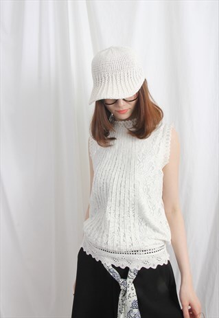 (KOREAN) FLORAL LACE VEST IVORY
