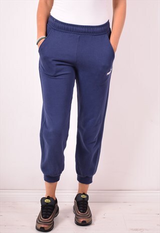 PUMA WOMENS VINTAGE TRACKSUIT TROUSERS SMALL BLUE 90S