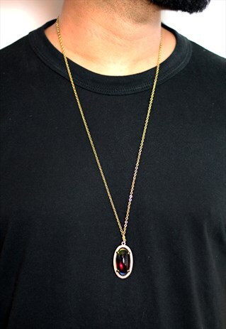 RARE 60S VINTAGE SARAH COVENTRY CHAIN RAINBOW STONE PENDANT
