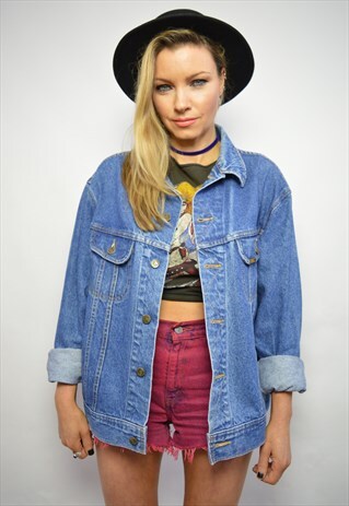 VINTAGE 90S LEE OVERSIZED BLUE WASH DENIM JACKET RETRO