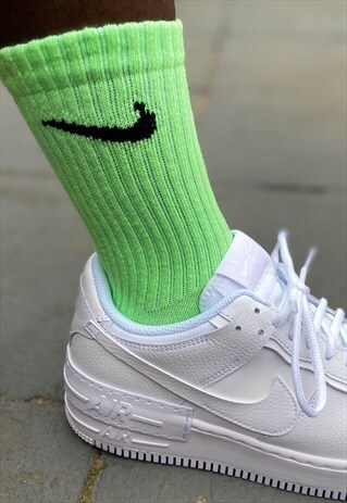 NEON GREEN CUSTOMISED NIKE SOCKS